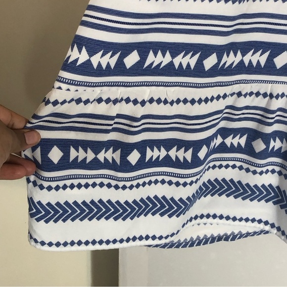 Mlle Gabrielle Aztec Notch Neck Tiered Midi Dress - Blue-3X - Picture 7 of 12